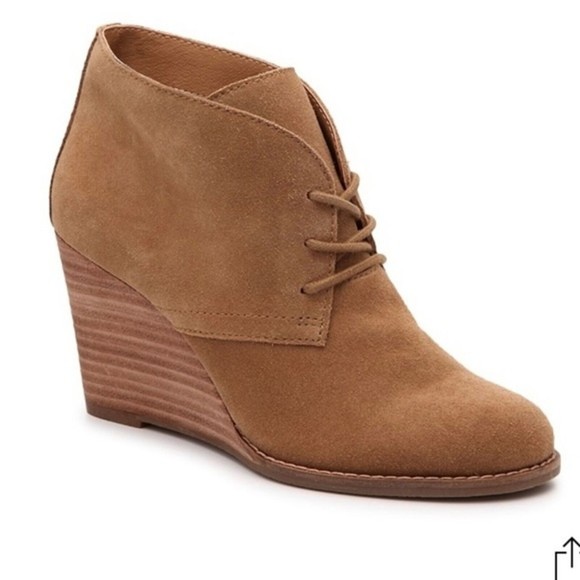 Lucky Brand Shoes - lucky brand yamene wedge bootie tan/brown suede leather size 8